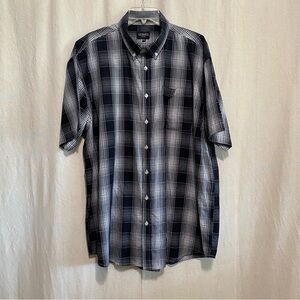Men's Black and White Plaid Button Down Shirt NWOT